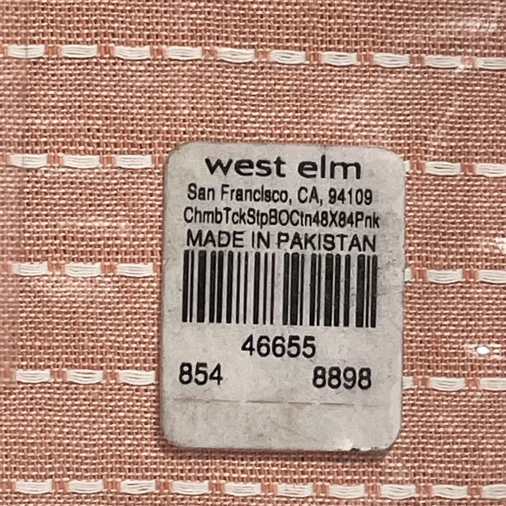 West Elm Chambray Tack Stripe Blackout Curtain in Pink 48x84